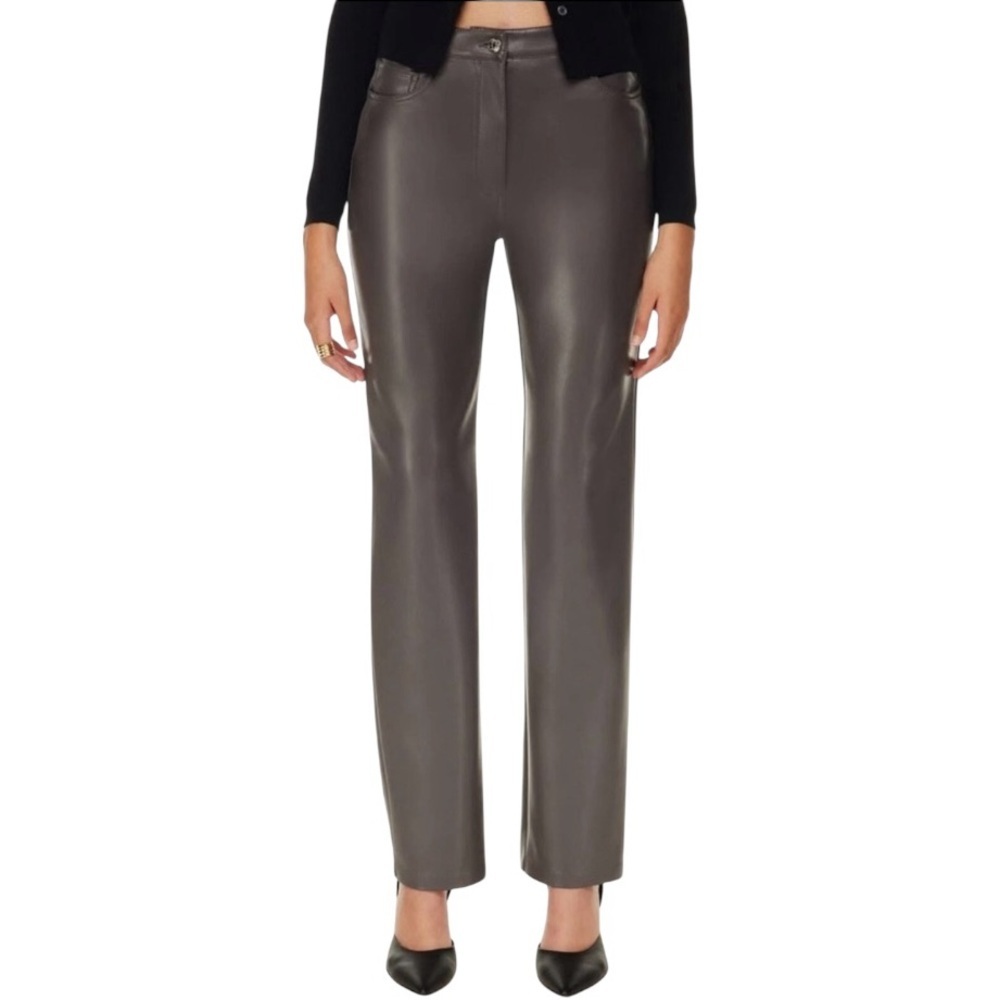 Aritzia Wilfred The Melina Vegan Leather High Rise Straight Grey Size 10